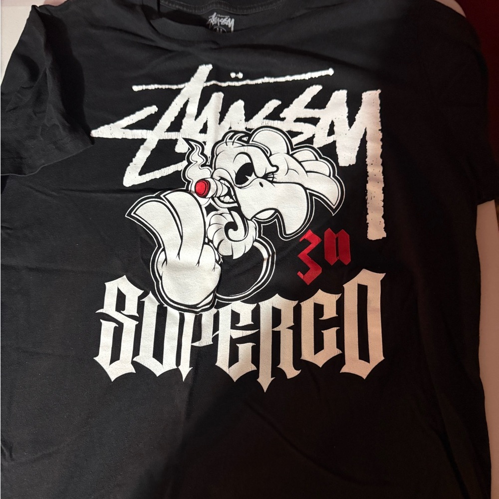 Stussy Black and White Graphic Tee